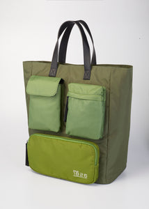 CAEDMON MULTIPOCKETS TOTE BAG GREEN