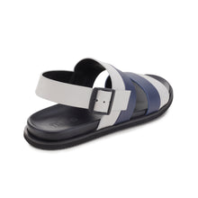 Load image into Gallery viewer, ETIENNE BACK SLING LEATHER SANDAL BLUE/GREY