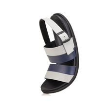 Load image into Gallery viewer, ETIENNE BACK SLING LEATHER SANDAL BLUE/GREY
