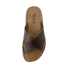 Load image into Gallery viewer, ARMY CROSS STRAP LEATHER SLIPPER BROWN