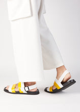 Load image into Gallery viewer, ETIENNE BACK SLING LEATHER SANDAL YELLOW/WHITE