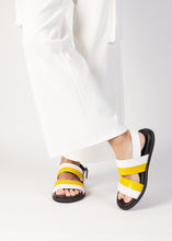 Load image into Gallery viewer, ETIENNE BACK SLING LEATHER SANDAL YELLOW/WHITE