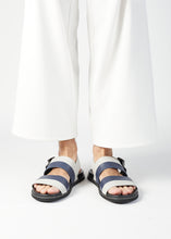 Load image into Gallery viewer, ETIENNE BACK SLING LEATHER SANDAL BLUE/GREY