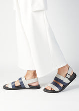 Load image into Gallery viewer, ETIENNE BACK SLING LEATHER SANDAL BLUE/GREY