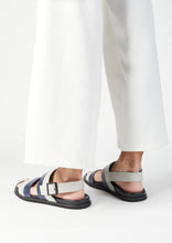 Load image into Gallery viewer, ETIENNE BACK SLING LEATHER SANDAL BLUE/GREY