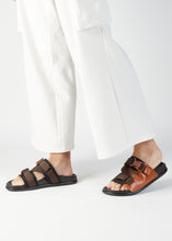 Load image into Gallery viewer, DELROY LEATHER SLIP ON LEATHER SANDAL BROWN