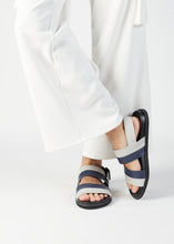 Load image into Gallery viewer, ETIENNE BACK SLING LEATHER SANDAL BLUE/GREY