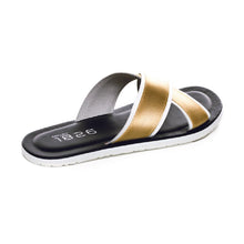 Load image into Gallery viewer, BEVIS CROSS STRAP LEATHER SLIPPER BEIGE