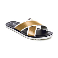 Load image into Gallery viewer, BEVIS CROSS STRAP LEATHER SLIPPER BEIGE