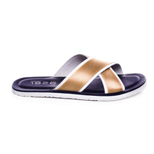 Load image into Gallery viewer, BEVIS CROSS STRAP LEATHER SLIPPER BEIGE