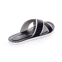 Load image into Gallery viewer, BEVIS CROSS STRAP LEATHER SLIPPER BLACK
