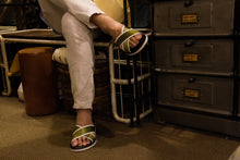 Load image into Gallery viewer, BEVIS CROSS STRAP LEATHER SLIPPER GREEN