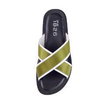 Load image into Gallery viewer, BEVIS CROSS STRAP LEATHER SLIPPER GREEN